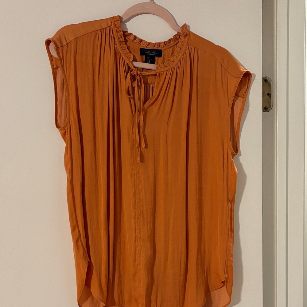RACHEL Rachel Roy Orange Ruffle Neck Blouse
